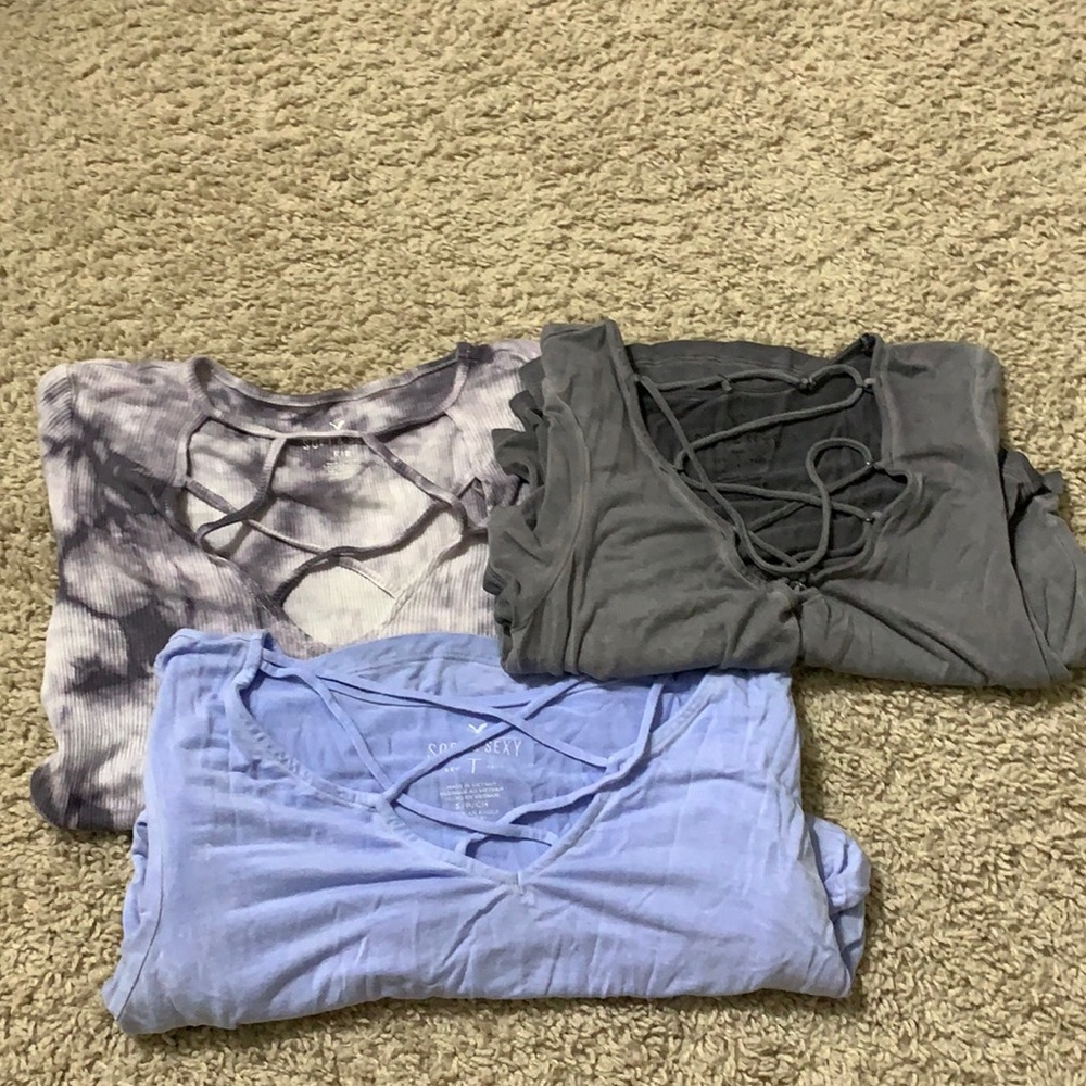 3 American soft and sexy cross neck shirts